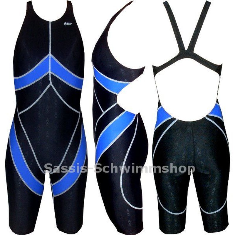 Chilliez Wettkampf Schwimmanzug Kneeskin Sharkskin schwarz-blau
