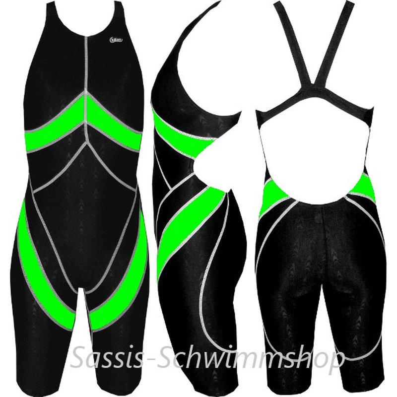 Chilliez Wettkampf Schwimmanzug Kneeskin Sharkskin schwarz-grün