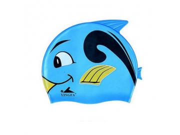 Kinder Badekappe Fisch blau-gelb Silikon