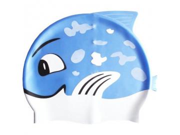 Kinder Badekappe Fisch weiß-blau