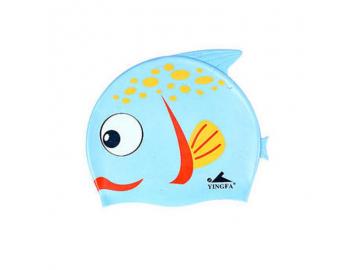 Kinder Badekappe Fisch hellblau Silikon