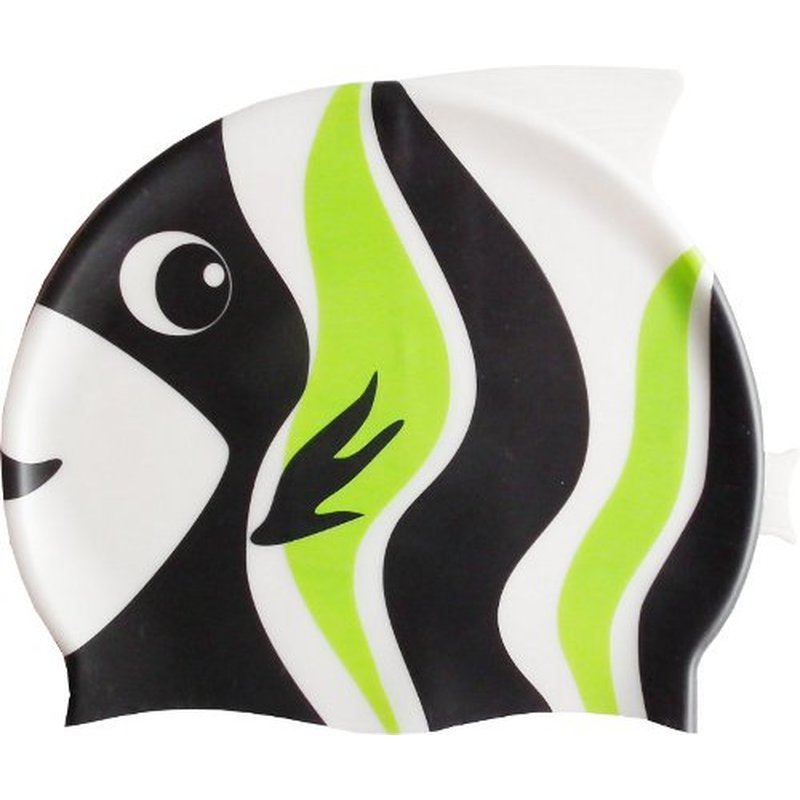 Kinder Badekappe Fisch weiß-schwarz-grün