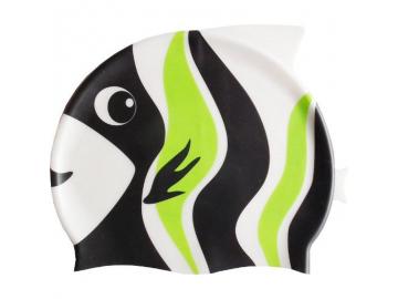 Kinder Badekappe Fisch weiß-schwarz-grün
