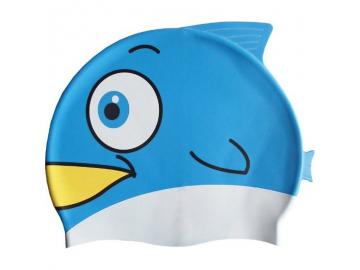 Kinder Badekappe Fisch blau-weiß