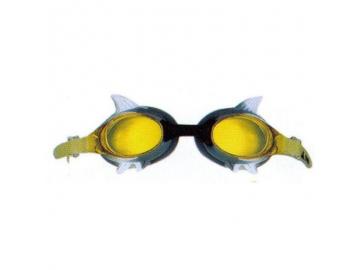 Kinder Schwimmbrille grau-gelb mit Flossenmotiv